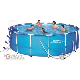 BESTWAY 56438 PISCINA STEEL PRO FRAME TONDA CM. 457x122 TELO BASE COPERTURA E SCALETTA BESTWAY 56438 PISCINA STEEL PRO FRAME TONDA CM. 457x122 TELO