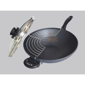SWISS DIAMOND WOK CON COPERCHIO INDUZIONE DIAMETRO 32 CM. SWISS DIAMOND WOK CON COPERCHIO INDUZIONE DIAMETRO 32 CM.