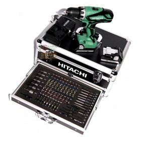 TRAPANO AVVITATORE A PERCUSSIONE HITACHI DV18DJL CON 2 BATTERIE 18V LITIO 1.5AH CON KIT VALIGETTA ALLUMINO TRAPANO AVVITATORE A PERCUSSIONE HITACHI DV18DJL CON 2 BATTERIE
