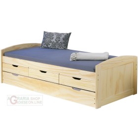 LETTO CON CASSETTI CONTENITORE E SECONDO LETTO INFERIORE AD ESTRAZIONE CM. 98x195x63H COLORE LEGNO LETTO CON CASSETTI CONTENITORE E SECONDO LETTO INFERIORE AD