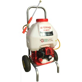 POMPA SPALLA A SCOPPIO FROGGY LT. 25 2T DUE TEMPI CARRELLATA CON RUOTE GONFIABILI POMPA SPALLA A SCOPPIO FROGGY LT. 25 2T DUE TEMPI CARRELLATA