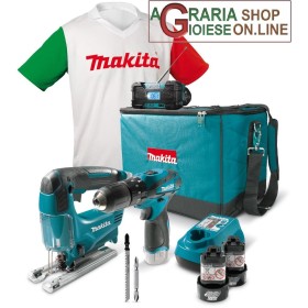 MAKITA KIT TRAPANO A PERCUSSIONE 2 BATTERIE 10,8 V LI ON SEGHETTO ALTERNATIVO RADIO BORSA E T-SHIRT DK1496X1 MAKITA KIT TRAPANO A PERCUSSIONE 2 BATTERIE 10,8 V LI ON