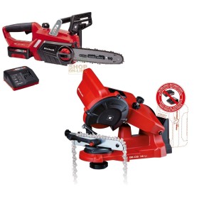 Einhell kit Elettrosega a batteria 18v 3ah GE-LC 18 li con affilacatene GE-CS 18 li senza batteria Einhell kit Elettrosega a batteria 18v 3ah GE-LC 18 li con