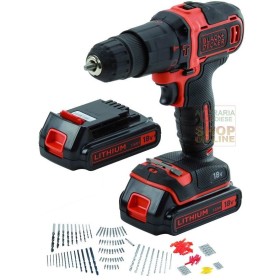 BLACK AND DECKER TRAPANO A PERCUSSIONE CON 2 BATTERIE LITIO 18V 1,5AH HD18BOA-QW SET160 BLACK AND DECKER TRAPANO A PERCUSSIONE CON 2 BATTERIE LITIO 18V
