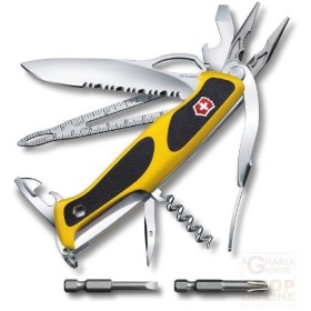 VICTORINOX WENGER RANGERGRIP BOATSMAN GUANCIALI GIALLE NERE MM. 130 CON FODERO 0.9798.MWC8 VICTORINOX WENGER RANGERGRIP BOATSMAN GUANCIALI GIALLE NERE MM.