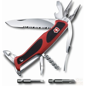 VICTORINOX WENGER RANGERGRIP HANDYMAN 174 GUANCIALI ROSSE NERE MM. 130 CON FODERO 0.9728.WC VICTORINOX WENGER RANGERGRIP HANDYMAN 174 GUANCIALI ROSSE NERE