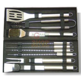 BLINKY SET UTENSILI PER BARBECUE CON VALIGIA 10 PEZZI IN ACCIAIO CROMATO BLINKY SET UTENSILI PER BARBECUE CON VALIGIA 10 PEZZI IN
