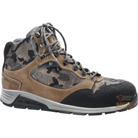 SCARPA ALTA IN CROSTA BOVINA SCAMOSCIATA CON INSERTI IN TESSUTO MIMETICO  PUNTALE ALLUMINIO SCARPA ALTA IN CROSTA BOVINA SCAMOSCIATA CON INSERTI IN TESSUTO