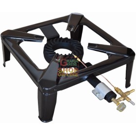 FORNELLONE CON BRUCIATORE A GAS TELAIO IN ACCIAIO VERNICIATO CM. 42 X 42 CON TERMOCOPPIA FORNELLONE CON BRUCIATORE A GAS TELAIO IN ACCIAIO VERNICIATO