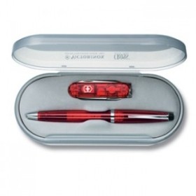 VICTORINOX SET CROSS SOLO TRANSLUCENT RED CON MULTIUSO 0.6223 VICTORINOX SET CROSS SOLO TRANSLUCENT RED CON MULTIUSO 0.6223