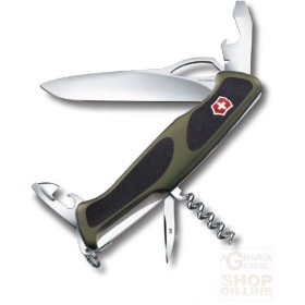 VICTORINOX WENGER RANGERGRIP 61 OLIVE GUANCIALI VERDE NERE COLTELLO MULTIUSO MM. 130 0.9553.MC4 VICTORINOX WENGER RANGERGRIP 61 OLIVE GUANCIALI VERDE NERE