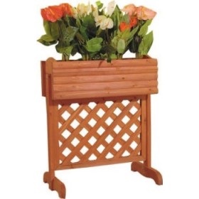 FIORIERA PENSILE IN LEGNO CON TRALICCIO FIORIERA PENSILE IN LEGNO CON TRALICCIO