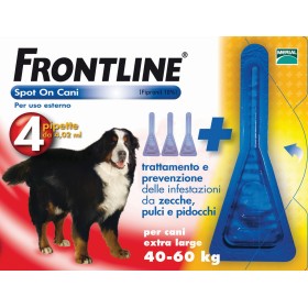 FRONTLINE SPOT-ON PIPETTE ANTIPARASSITARI PER CANI DA KG.40 - 60 EXTRA LARGE XL 4 FIALETTE FRONTLINE SPOT-ON PIPETTE ANTIPARASSITARI PER CANI DA KG.40 -