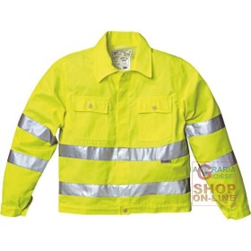 GIUBBINO A V  40% POLIESTERE 60% COTONE GR 240 MQ CA  CON BANDE 3M  COLORE GIALLO GIUBBINO A V 40% POLIESTERE 60% COTONE GR 240 MQ CA CON BANDE