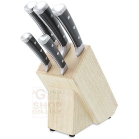 Set ceppo in legno con 5 coltelli Set ceppo in legno con 5 coltelli