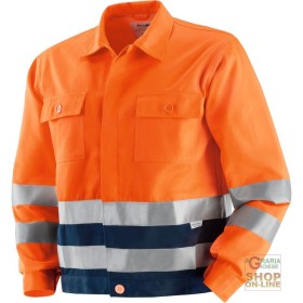 GIUBBINO A V  40% POLIESTERE 60% COTONE CON BANDE RETRORIFLETTENTI 3M  COLORE ARANCIO BLU GIUBBINO A V 40% POLIESTERE 60% COTONE CON BANDE