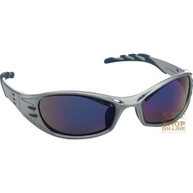 OCCHIALE A STANGHETTA MONTATURA PLATINO  LENTI A SPECCHIO COLORE BLU OCCHIALE A STANGHETTA MONTATURA PLATINO LENTI A SPECCHIO COLORE