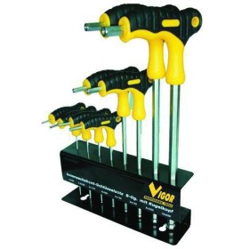 VIGOR SERIE CHIAVI HEX 8 PEZZI IMPUGNATURA T VIGOR SERIE CHIAVI HEX 8 PEZZI IMPUGNATURA T