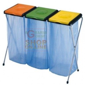 PORTARIFIUTI GIMI PER LA RACCOLATA DIFFERENZIATA MODELLO NATURE A TRE SACCHI CM. 65 x 105 circa PORTARIFIUTI GIMI PER LA RACCOLATA DIFFERENZIATA MODELLO NATURE
