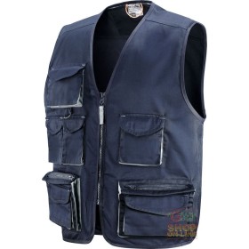GILET 65% POLIESTERE 35% COTONE MULTITASCHE  CON PORTABADGE  COLORE BLU GRIGIO  TG  M XXL GILET 65% POLIESTERE 35% COTONE MULTITASCHE CON PORTABADGE