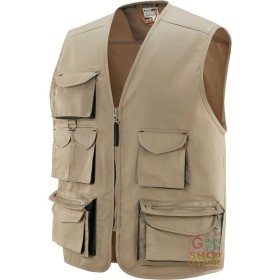 GILET 65% POLIESTERE 35% COTONE MULTITASCHE  CON PORTABADGE  COLORE KAKI NERO  TG  M XXL GILET 65% POLIESTERE 35% COTONE MULTITASCHE CON PORTABADGE