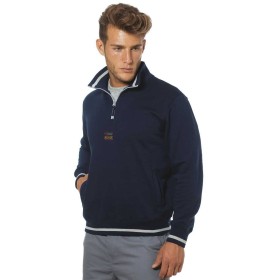 FELPA IN COTONE POLIESTERE CON DUE TASCHE E ZIP CORTA COLORE BLU BAVY TG. S - XXXL FELPA IN COTONE POLIESTERE CON DUE TASCHE E ZIP CORTA COLORE
