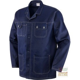 GIACCA 100% COTONE SANFORIZZATO GR  250  MULTITASCHE  CUCITURE IN CONTRASTO  COLORE BLU  TG S XXL GIACCA 100% COTONE SANFORIZZATO GR 250 MULTITASCHE CUCITURE IN