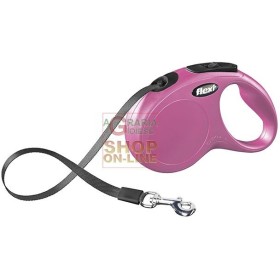 GUINZAGLIO AUTOMATICO FLEXI NEW CLASSIC A FETTUCCIA ROSA KG. 15 MT. 5 GUINZAGLIO AUTOMATICO FLEXI NEW CLASSIC A FETTUCCIA ROSA KG. 15