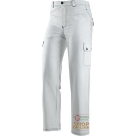 PANTALONE 100% COTONE SANFORIZZATO GR  250  MULTITASCHE  CUCITURE IN CONTRASTO  COLORE BIANCO  TG  S XXL PANTALONE 100% COTONE SANFORIZZATO GR 250 MULTITASCHE CUCITURE