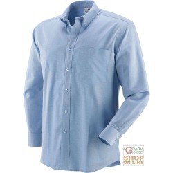 CAMICIA 70% COTONE 30% POLIESTERE GR  140 MQ  MANICA LUNGA  COLORE AZZURRO  TG  S M L XL XXL CAMICIA 70% COTONE 30% POLIESTERE GR 140 MQ MANICA LUNGA COLORE