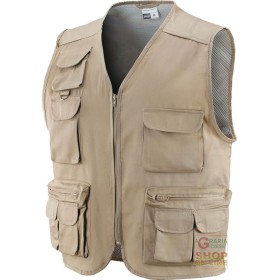 GILET COTONE POLIESTERE MULTITASCHE  COLORE BEIGE  TG  M L XL XXL GILET COTONE POLIESTERE MULTITASCHE COLORE BEIGE TG M L XL XXL