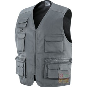 GILET COTONE POLIESTERE MULTITASCHE  COLORE GRIGIO  TG  M L XL XXL GILET COTONE POLIESTERE MULTITASCHE COLORE GRIGIO TG M L XL XXL