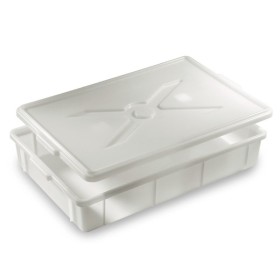 CONTENITORE CASSETTA BIANCA CHIUSA SOVRAPPONIBILE PER CUCINA PIZZA PROFESSIONALE cm. 60x40x10h. CONTENITORE CASSETTA BIANCA CHIUSA SOVRAPPONIBILE PER CUCINA