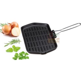 Bistecchiera rettangolare eva in ghisa smaltata cm. 21 x 35 con manico ripiegabile Bistecchiera rettangolare eva in ghisa smaltata cm. 21 x 35 con