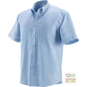 CAMICIA 70% COTONE 30% POLIESTERE GR  140 MQ  MANICA CORTA  COLORE AZZURRO  TG  M L XL XXL CAMICIA 70% COTONE 30% POLIESTERE GR 140 MQ MANICA CORTA COLORE