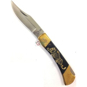 COLTELLO TASCABILE IN OTTONE  CUT BIANCA 20 LARGE LEOPARD MM. 100 COLTELLO TASCABILE IN OTTONE CUT BIANCA 20 LARGE LEOPARD MM. 100