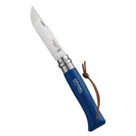 OPINEL COLTELLO INOX N.8 MANICO BARODEUR COLORE BLU CON LACCETTO OPINEL INOX N.8 MANICO BARODEUR COLORE BLU CON LACCETTO