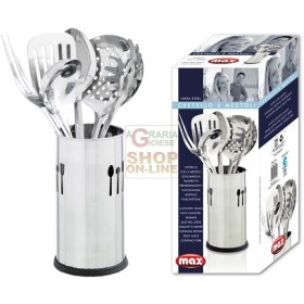 MAX CESTELLO CON 6 MESTOLI INOX MAX CESTELLO CON 6 MESTOLI INOX