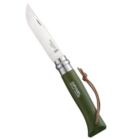 OPINEL COLTELLO INOX N.8 MANICO BARODEUR COLORE KAKI CON LACCETTO OPINEL COLTELLO INOX N.8 MANICO BARODEUR COLORE KAKI CON