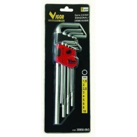 VIGOR SERIE CHIAVI A BRUGOLA ESAGONALI CRV 9 PEZZI VIGOR SERIE CHIAVI A BRUGOLA ESAGONALI CRV 9 PEZZI