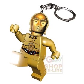 LEGO STAR WARS C-3PO FORMATO TORCIA PORTACHIAVI CON CATENELLA E ANELLO LEGO STAR WARS C-3PO FORMATO TORCIA PORTACHIAVI CON CATENELLA E