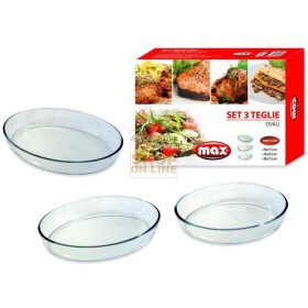 MAX SET 3 TEGLIE OVALI 4-3.2-2.4LT VETRO MAX SET 3 TEGLIE OVALI 4-3.2-2.4LT VETRO