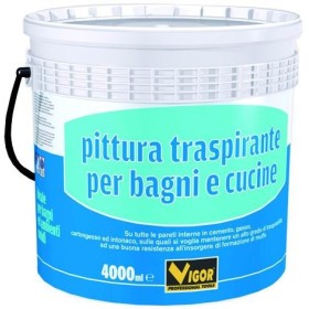 VIGOR PITTURA MURALE TRASPARENTI PER INTERNO BAGNI E CUCINA BIANCO LT. 4 VIGOR PITTURA MURALE TRASPARENTI PER INTERNO BAGNI E CUCINA