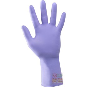 GUANTI MONOUSO IN NITRILE SENZA POLVERE  CLORINATI  CM 30  COLORE VIOLA  TG  S M L XL  SOLO PER RISCHI MINIMI GUANTI MONOUSO IN NITRILE SENZA POLVERE CLORINATI CM 30 COLORE