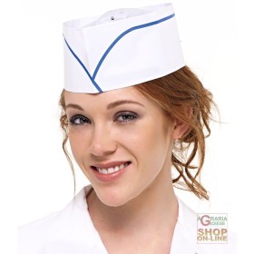 CAPPELLO IN CARTA  CONF  DA 100 PZ  COLORE BIANCO CON BORDINO BLU  TG  UNICA CAPPELLO IN CARTA CONF DA 100 PZ COLORE BIANCO CON BORDINO BLU