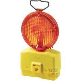 LAMPADA STRADALE INTERMITTENTE VETRO GIALLO DIAM  18 CON STAFFA DI FISSAGGIO  SENZA BATTERIA LAMPADA STRADALE INTERMITTENTE VETRO GIALLO DIAM 18 CON STAFFA