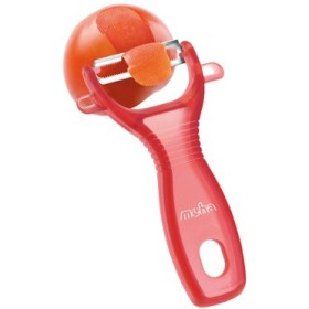 MOHA PELAPOMODORO MANICO IN PLASTICO COLORE ROSSO TRASPARENTE MOHA PELAPOMODORO MANICO IN PLASTICO COLORE ROSSO TRASPARENTE