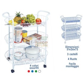 MAX CARRELLO C/RUOTE 3 CESTELLI-4COL.ASSOR MAX CARRELLO C/RUOTE 3 CESTELLI-4COL.ASSOR