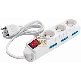 CIABATTA MULTIRESA 6 PRESE 3 SHUKO CON INTERRUTTORE SALVASPAZIO CIABATTA MULTIRESA 6 PRESE 3 SHUKO CON INTERRUTTORE SALVASPAZIO