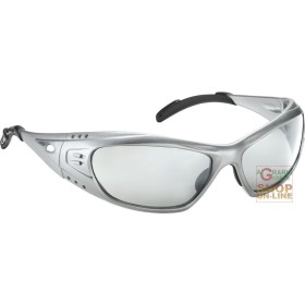 OCCHIALE A STANGHETTA  MONTATURA IN POLICARBONATO  LENTI GRIGIO CHIARO A SPECCHIO  TRATTAMENTO OCCHIALE A STANGHETTA MONTATURA IN POLICARBONATO LENTI GRIGIO